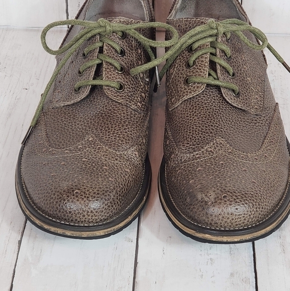 Steve Madden "Empire" Chestnut Brown Pebbled Leather Wingtip Loafers 10.5 M - Picture 2 of 7